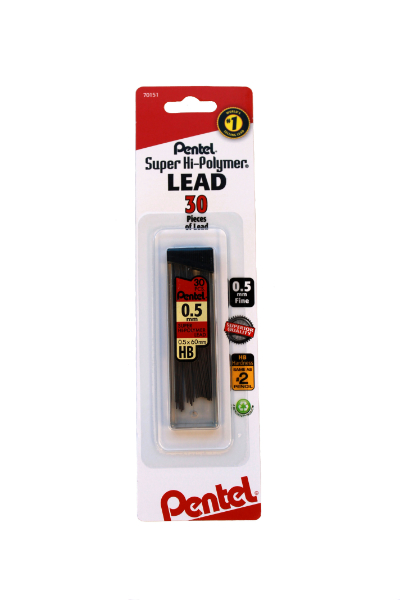 Pentel Lead Refill, 0.5 mm, HB, 30 Piece