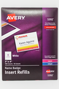 Name Badge Insert Refills Avery 5392