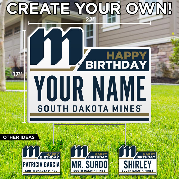 Custom Happy Birthday South Dakota Mines Sdsm-Lwn-14 (SKU 1051459779)